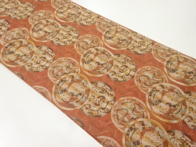 JAPANESE KIMONO / NAGOYA OBI / WOVEN ROUNDEL CREST & WAVE 